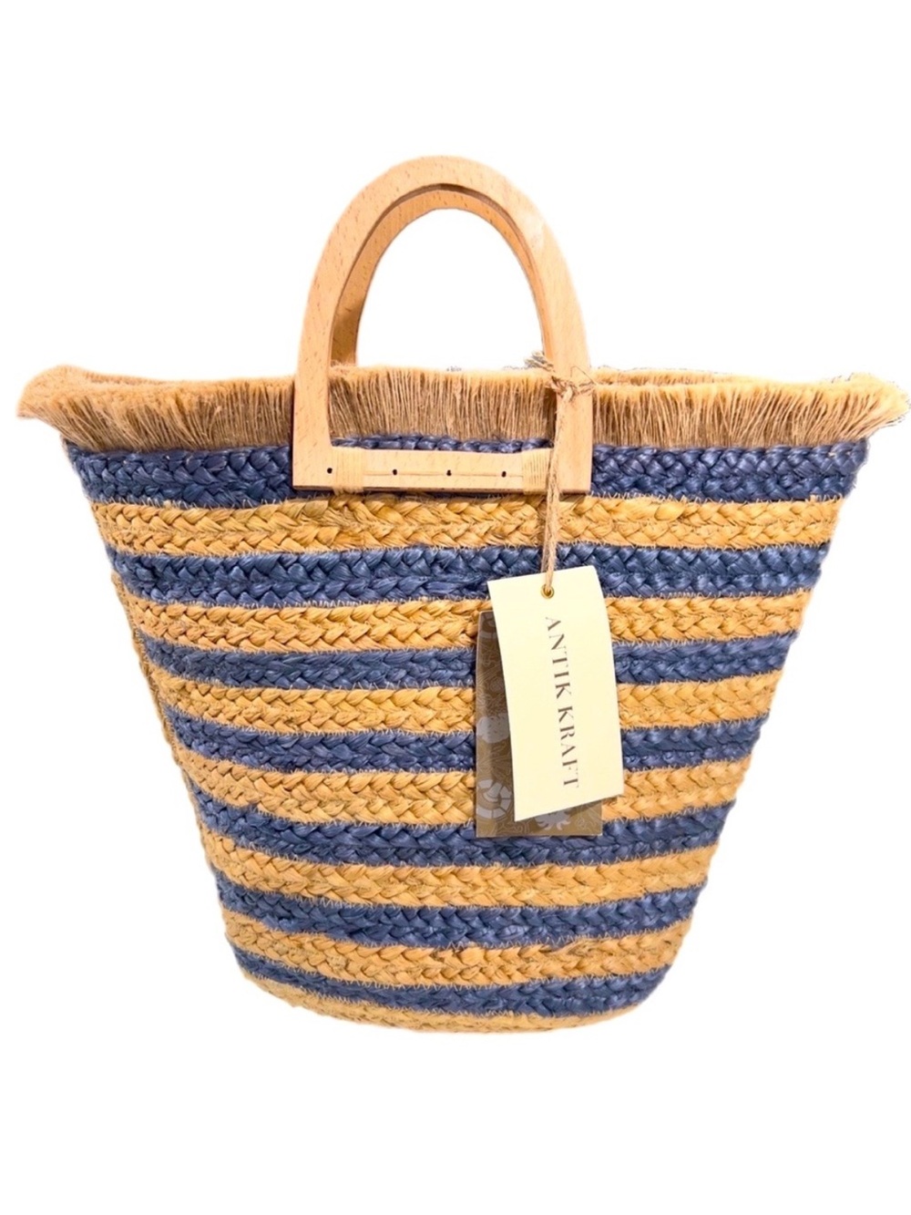 🆕 NWT Antik Kraft Striped Jute Tote